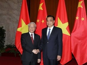 Party General Secretary Nguyen Phu Trong (L) and Chinese Premier Li Keqiang (Source: VNA)